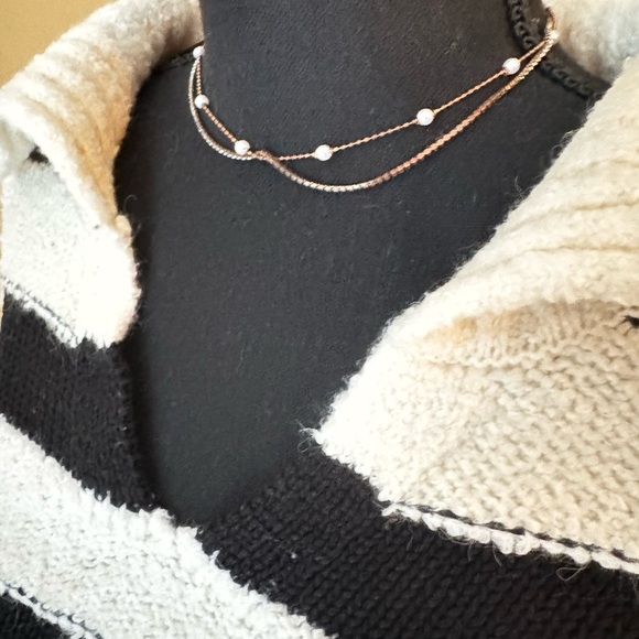 Universal Thread Black and White Striped V-Neck Sweater - Picture 2 of 8